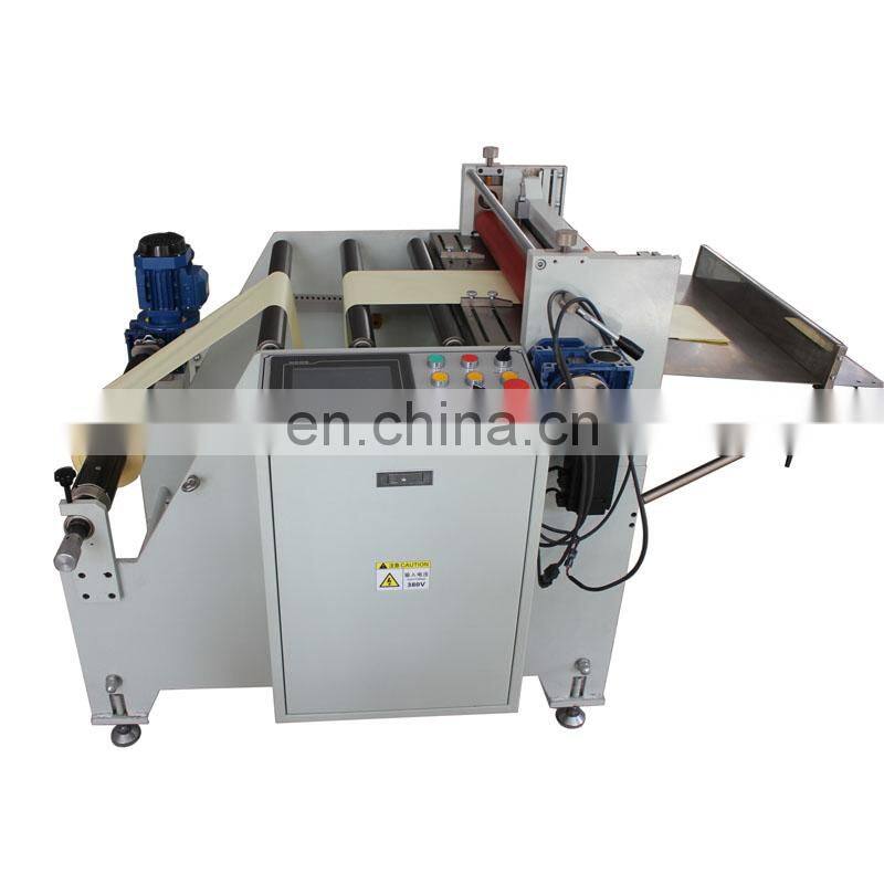 PET PVC film roll to sheet cutting machine with conveyor belt