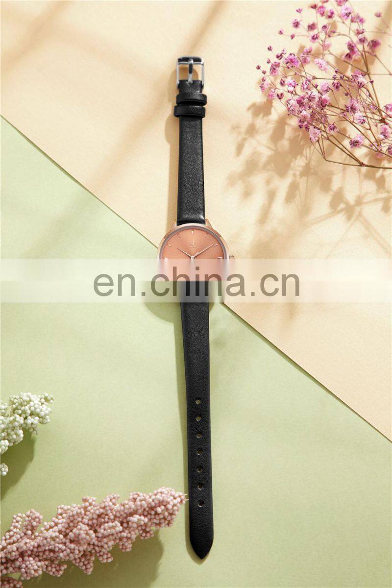 SHENGKE New Fashion Simple Style Temperature Change Color Women Watch Sunray Color Change Men Women Quartz Wristwatches