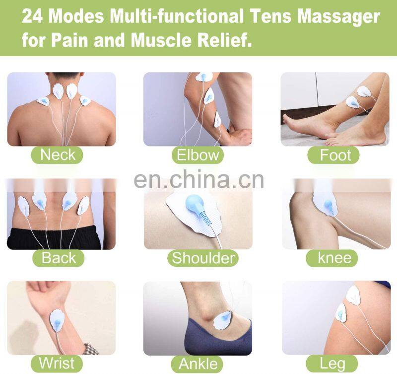 Dual Channel TENS EMS Unit 24 Modes Muscle Stimulator for Pain Relief Therapy, Electronic Pulse Massager Muscle Massager