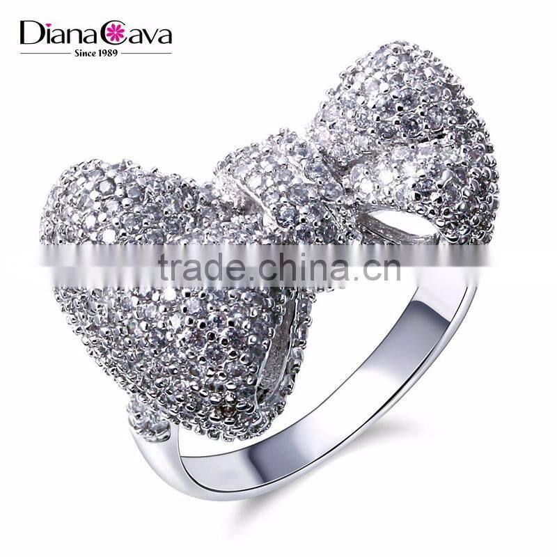 Top Quality Jewelry Dongguan Factory CZ Jewelry Bow Tie Shape Fine Set Women Ring