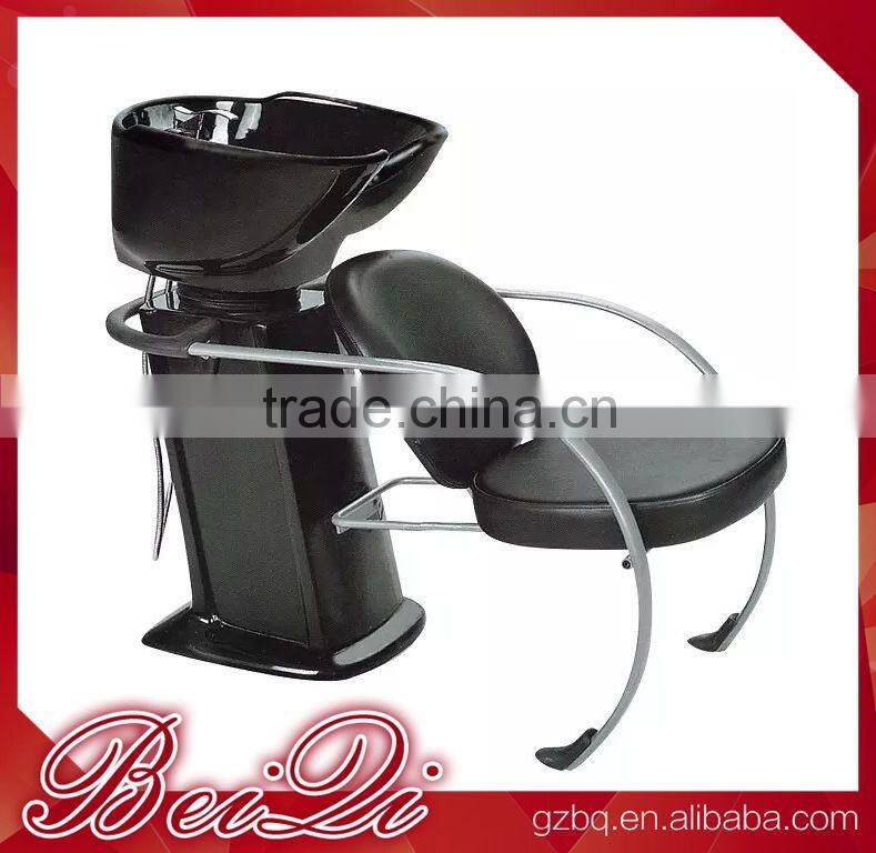 Simple style station beauty hair wash equipment,portable men's salon shampoo chair glass wash basin price