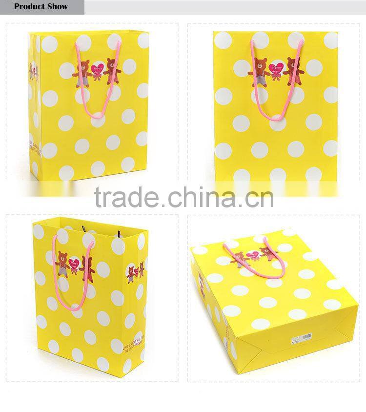 bright yellow attractive printed gift paper bag