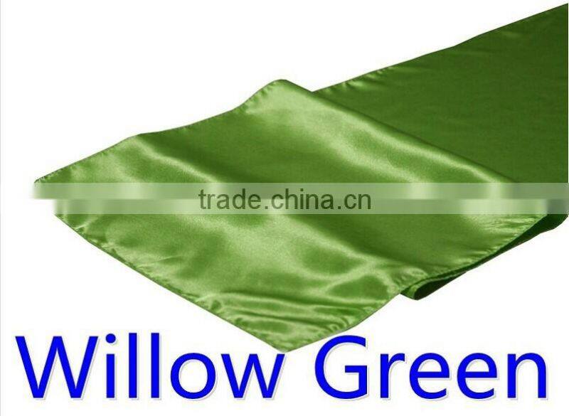 hot selling ployester satin table runner for wedding decoration, ivory color