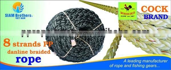high quality 8 strands color twisted pp rope diameter 18.0 mm to 100.0 mm