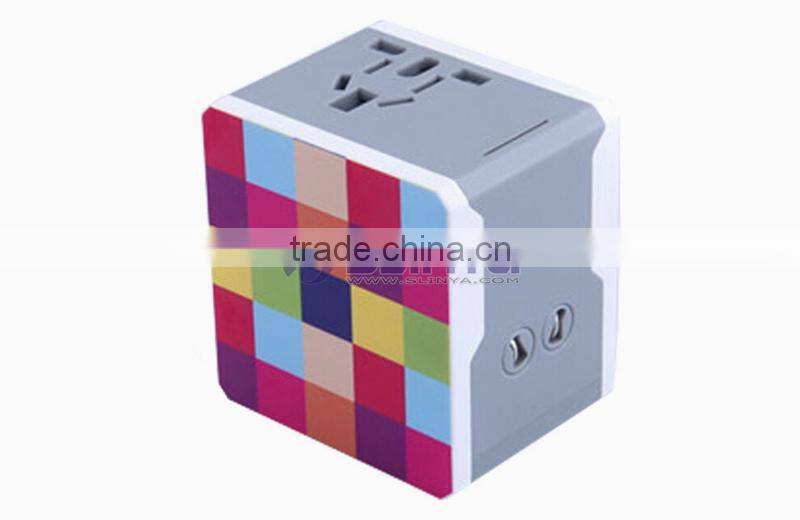 Universal International Plug Adapter All in One 2 USB Port World Travel AC Power Charger Adaptor with AU US UK EU Plug