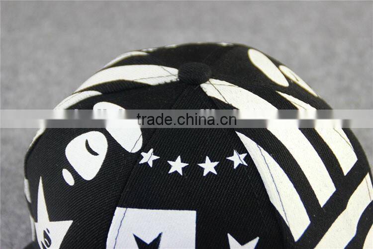 Wholesale 2016 Popular 6 Panel Star Printed Flat Brim Kids Cap