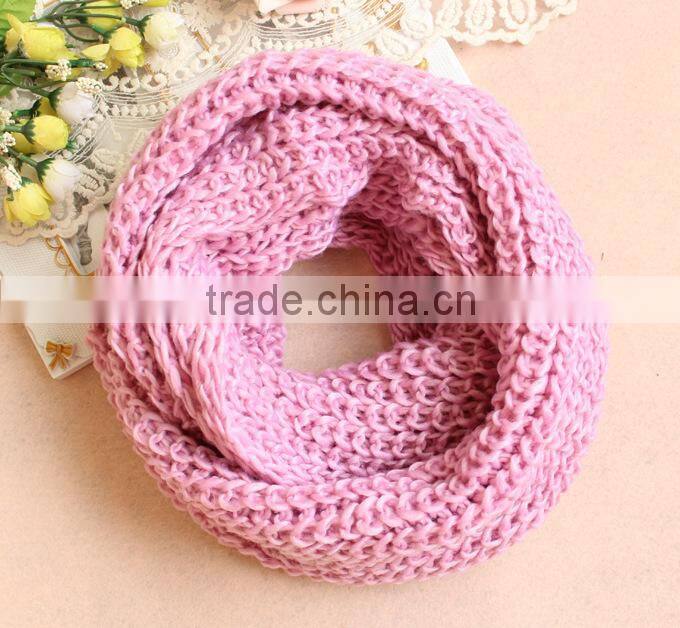 Wholesale Fashion Plain Solid Color Wool Circle Loop Infinity Women Knitted Scarf