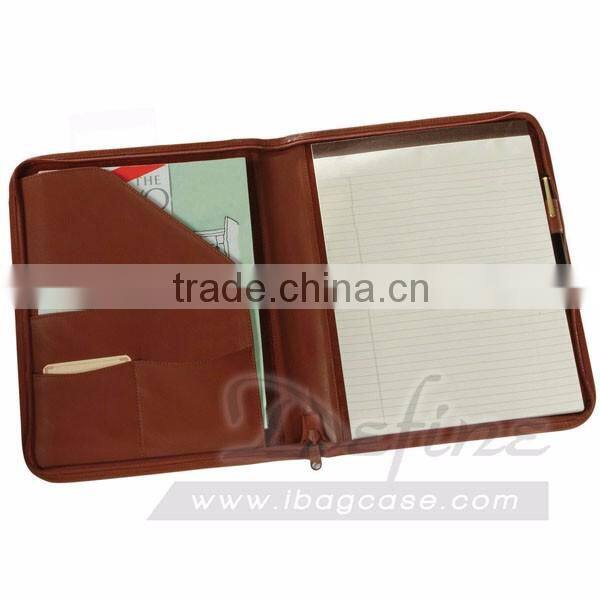 China Supplier Customize Zip Around Leather Padfolio In Notebooks