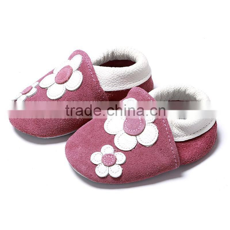 Crochet kids soft shoes toddler infant leather baby shoes antiskid moccasin folwer