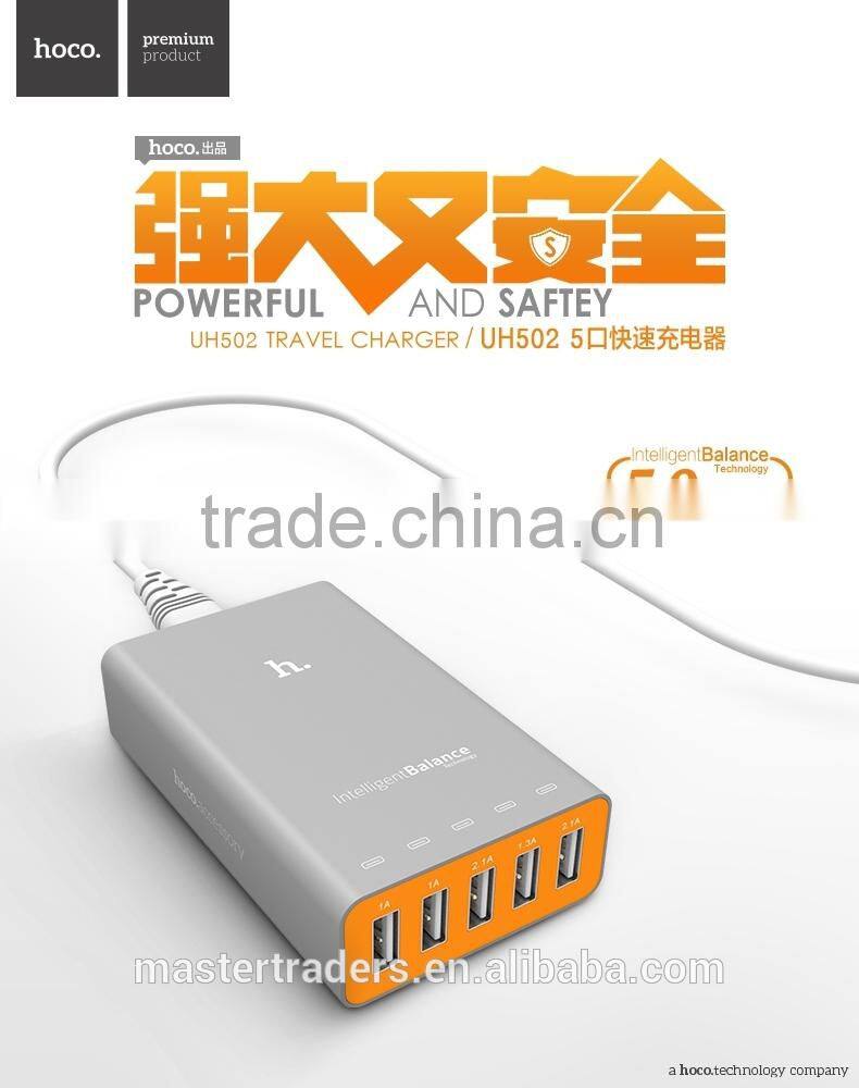 Original HOCO Universal Intelligent Balance ABS PC Material Quick Travel Charger Adapter With 5 USB MT-3587