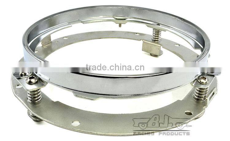 7inch Daymaker LED Projector Headlight with Chrome Round Mounting Extension Trim Bracket Ring for Harley Davidson