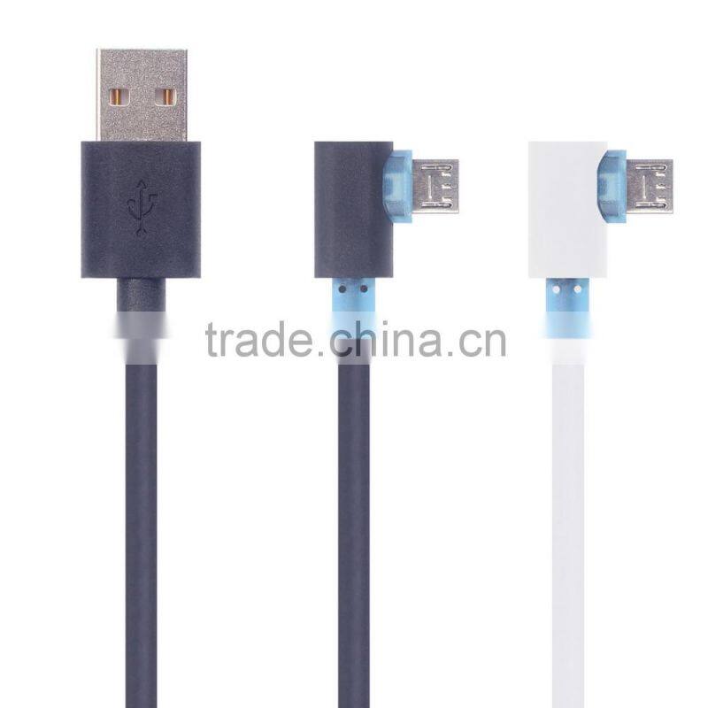 90 degree angled micro usb angle cable USB 2.0 to micro usb male to A type male data cable for samsung galaxy/tablet cell phone