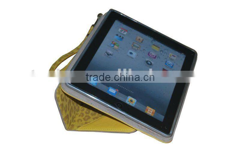 back stand TPU and leopard pattern leather case for ipad 3