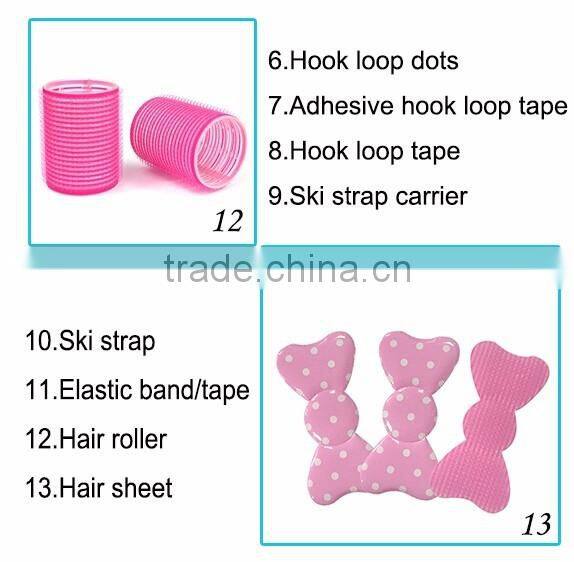 Fashion hair accessories customize hook and loop tape hair roller