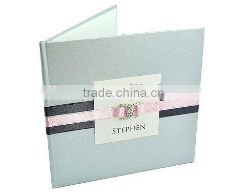 high quantity royal hardcover folder card with ribbon wedding invitations card