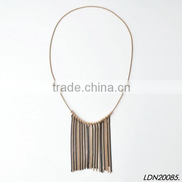 Gold long tassel necklace