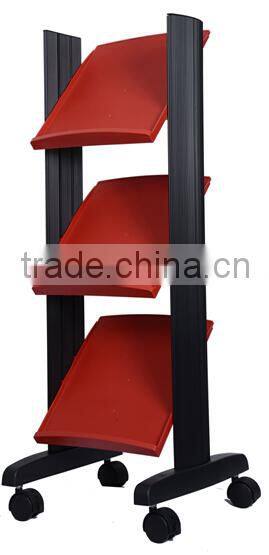 Mobile Literature Rack with Three Shelves