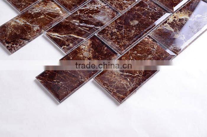 XF004 300X300MM Foshan Factory Price dark emperador brown glass mosaic tile