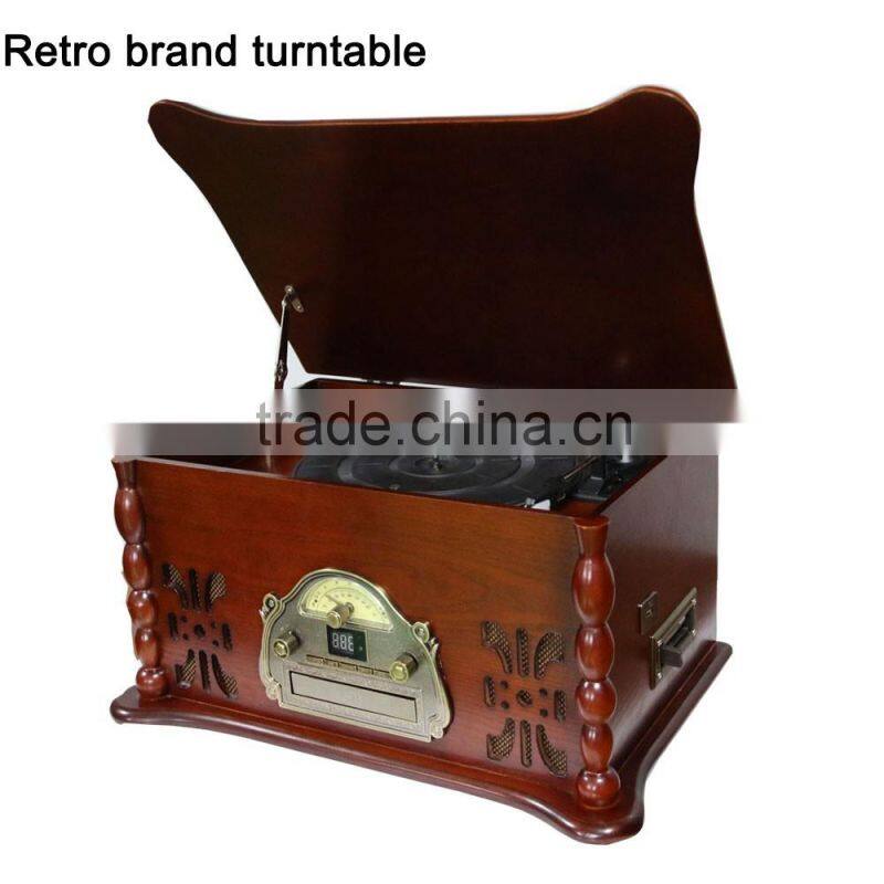 Full Solid Belt driven wooden record player with 33/45/78 RPM vinyls records and BT