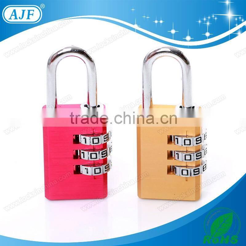 AJF New Arrival top security 3 digits colorful aluminium combination coded lock