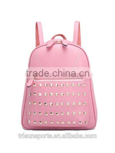 hot pink leather girls backpack , shopping travel bag