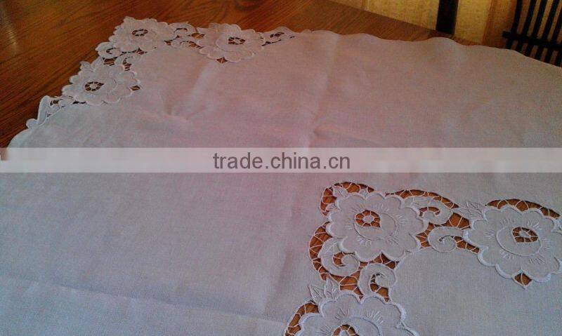 Hand embroidered linen table cloth No.12