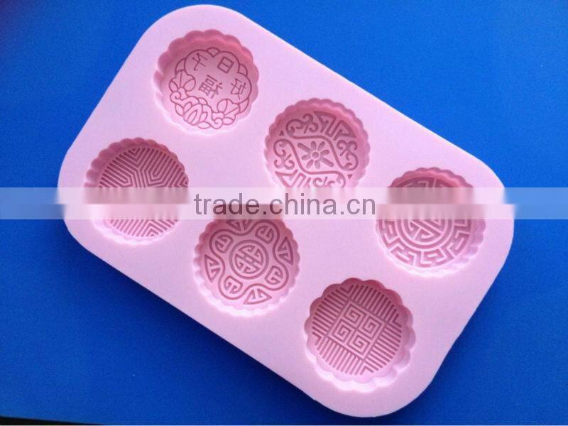 6-Cylinders Flexible engraved design Silicone Molds For Soap Candy Chocolate moon cake