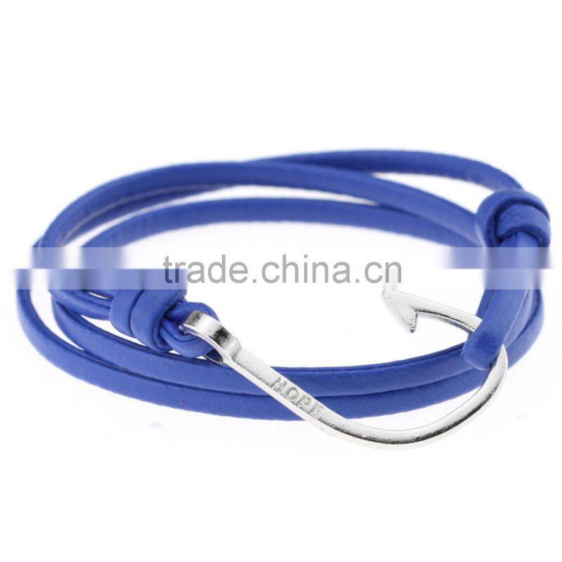 Handmade Multilayers PU Leather Cuff Wrap Wristband Hooks Clasp Bracelet