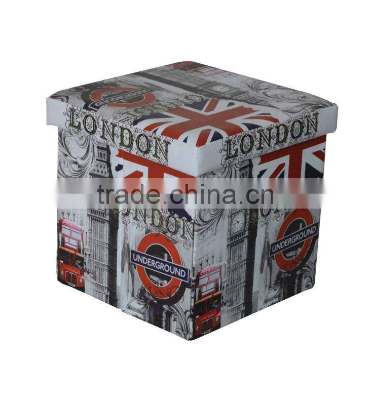 set 3 leather black with button and cover Storage Ottoman