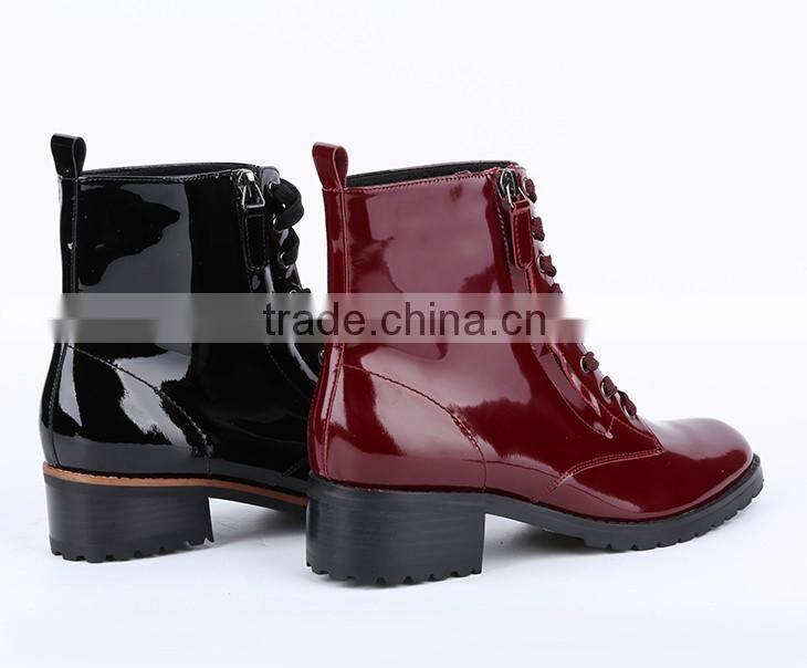 Customized high quality low thick heel casual ankle boots shoes 2016