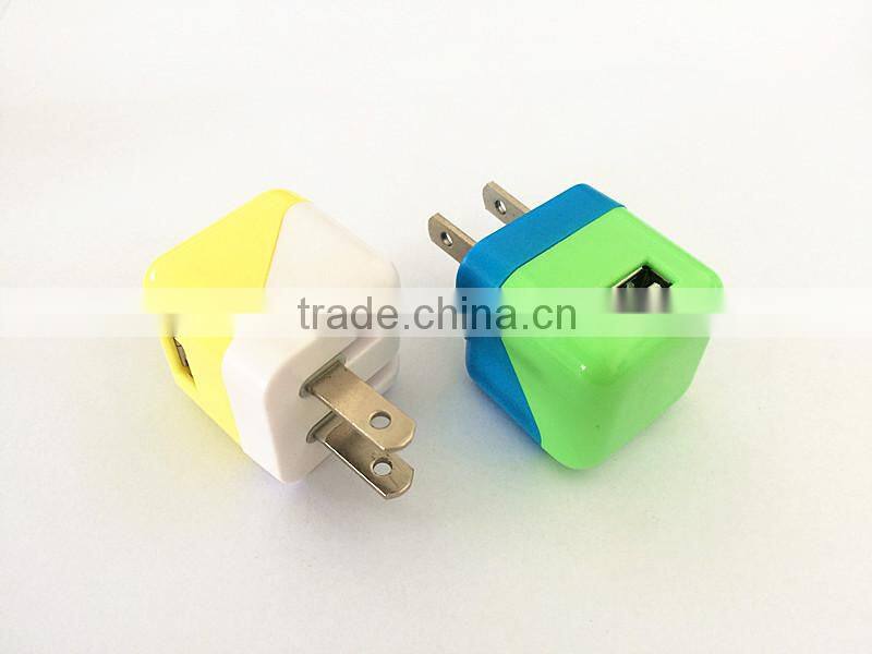 Factory supply jelly color mini USB home charger US folding plug high quality for Android smartphones