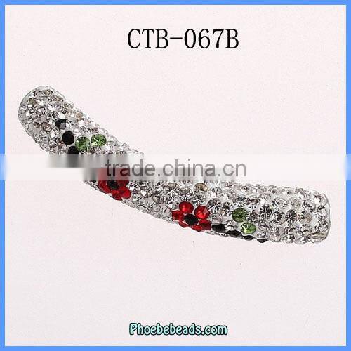 Wholesale Fashion Loose Curved Tube Shamballa Rhinestone Slide Charms CTB-068H
