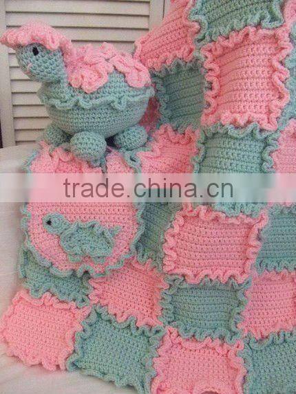 Cuter Checked Crocheted Baby's Cotton Blend Ruffle Blanket