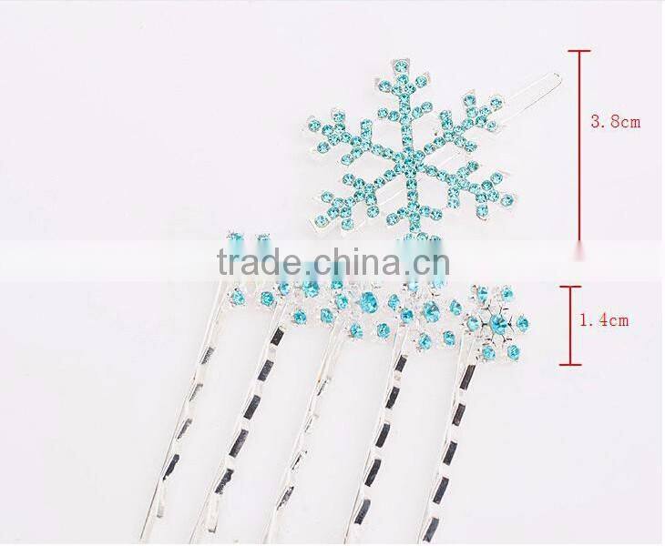 Fancy Frozen Elsa Snow Shape Alloy Snow Hair Clips
