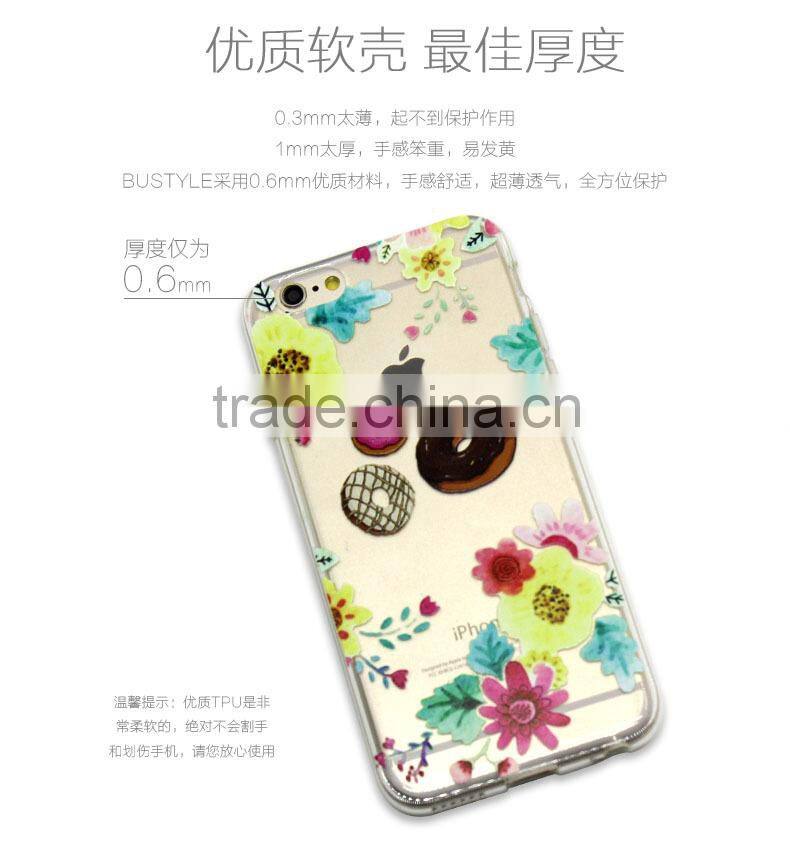 3D Custom printing phone case for iPhone 6 6s plus, transparent clear cover case for samsung galaxy s6 s7 edge j7