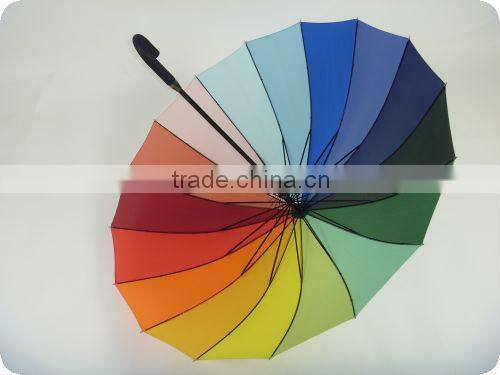 2013 hot selling 54" arc 16 panels 190T pongee multi-color 16k golf umbrellas