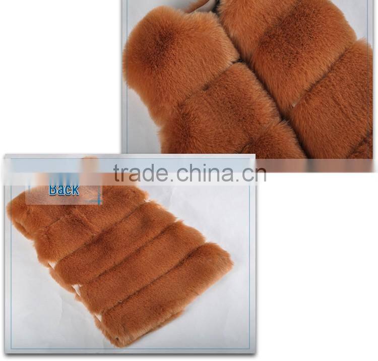 women fake fur vest jacket black