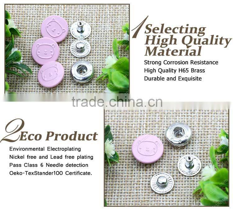 Oeko tex pink color snap button fasterner for baby clothing