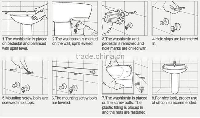GC-6001 European bathroom sinks hand wash basin with pedestal