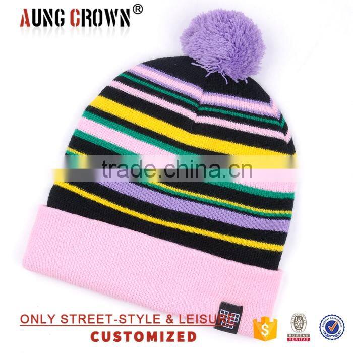 Mixed neon color acrylic pom beanie