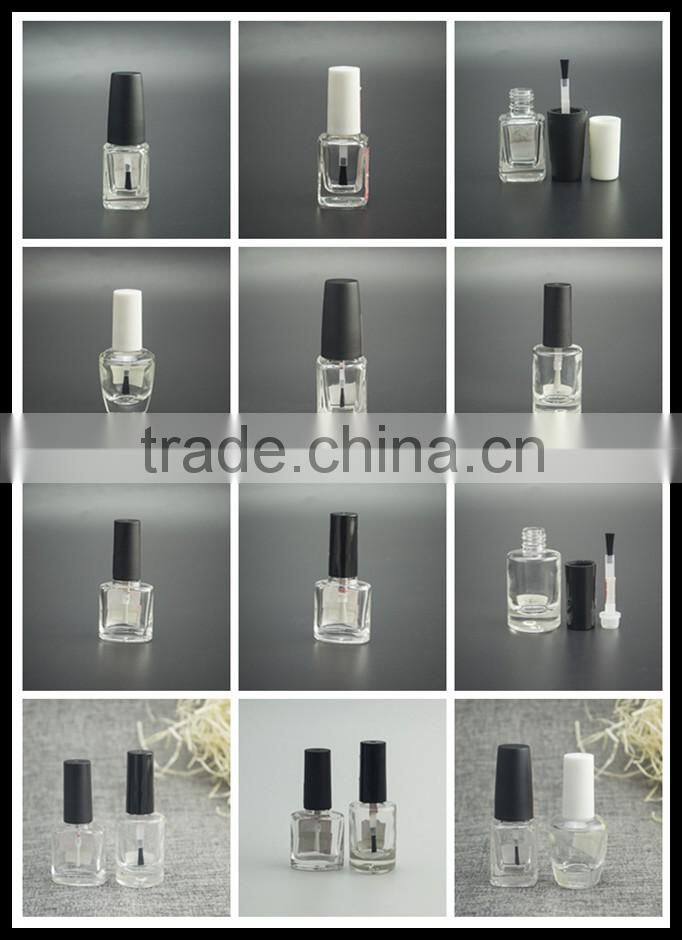 Empty nail varnish bottle flat shape 8ml matte black gel nail polish bottle with frosted black cap
