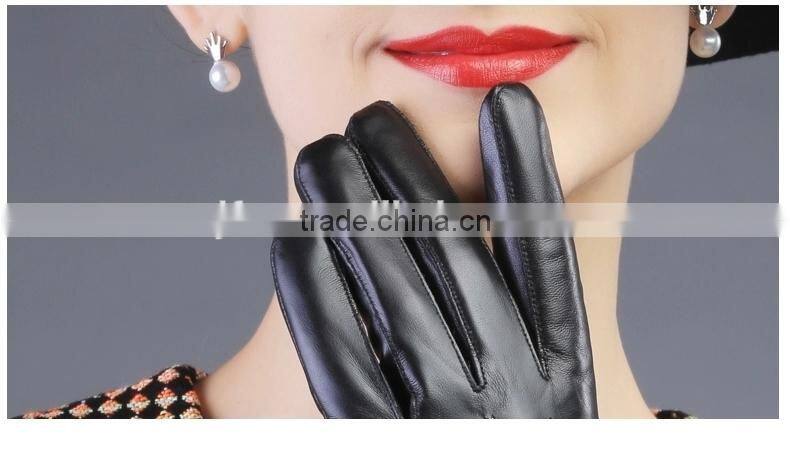 Women Girls Winter Plush Raccoon Fur Leather Mitten Gloves Warm Driving Gift