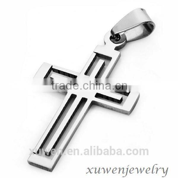 IPG gold color two tone zircon stainless steel jesus cross