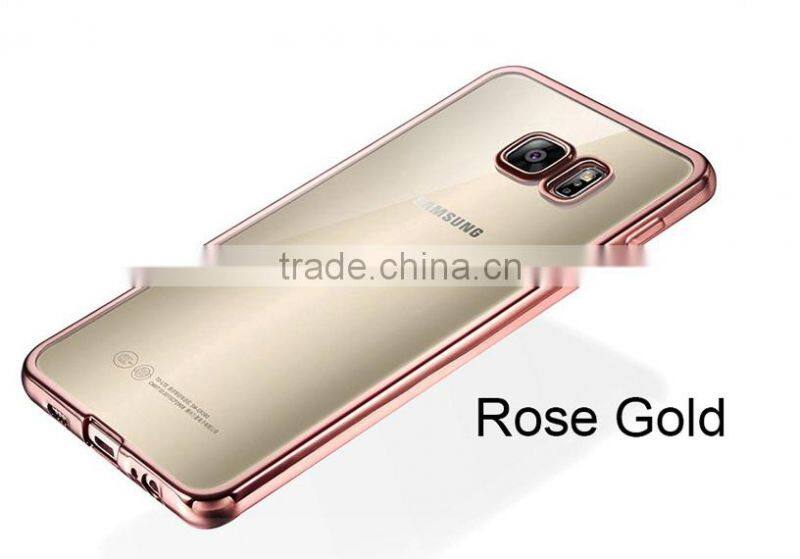 Clear Hard Back TPU gold electroplating Bumper Case Cover For Samsung S7 & S7 Edge