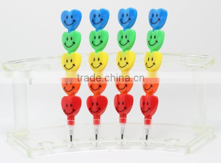5PCS heart shape Stackable coloring pencils stockable coloring pen