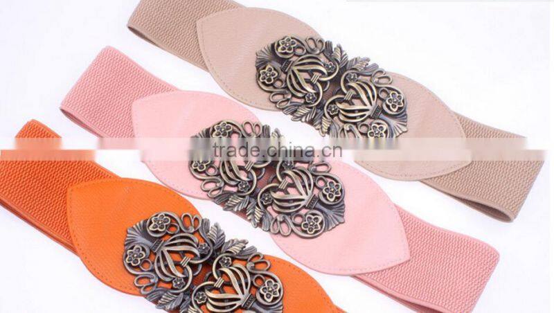 korea style fashion new ladies and women retro palace buckle elastic cloth wide waist belt