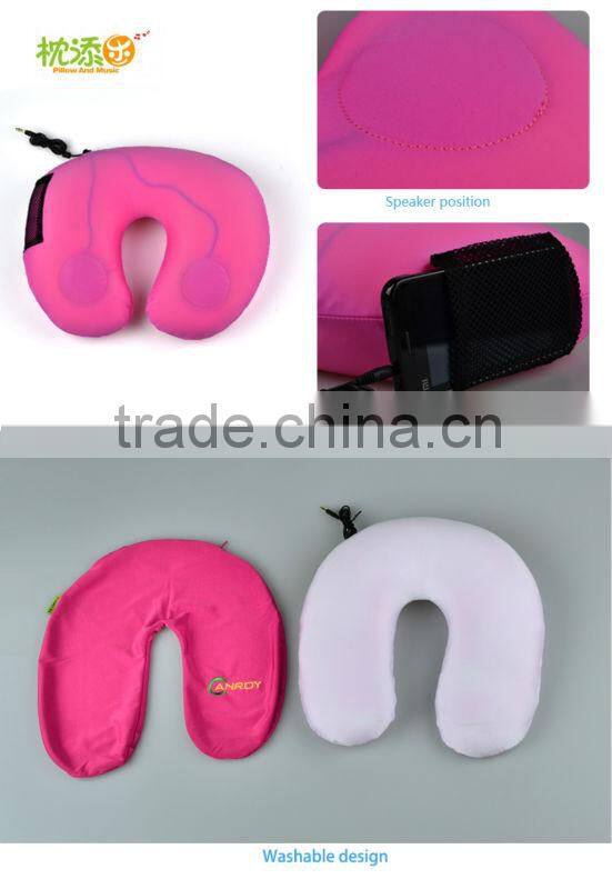 Promotional Item Speaker Neck pillow -embroidery designs Polystyrene beads filling