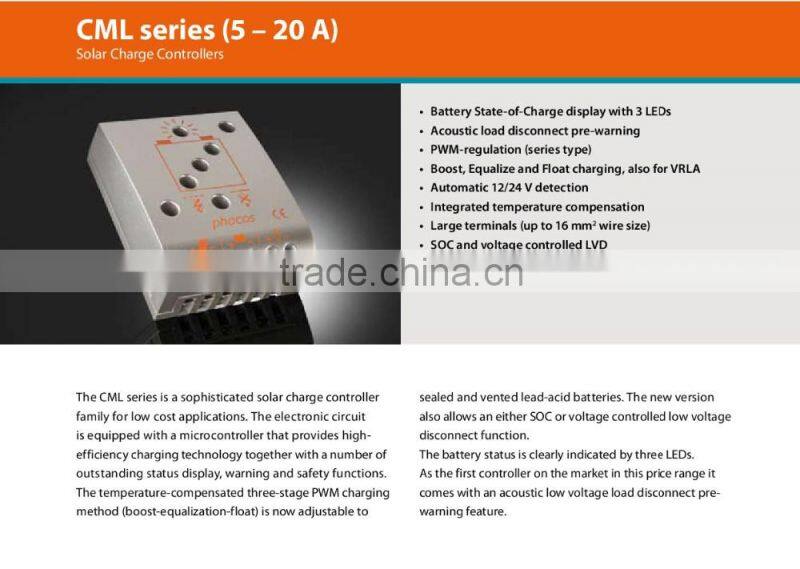 Phocos Industrial CML05/08/10/15/20A PWM Solar Charge Controller
