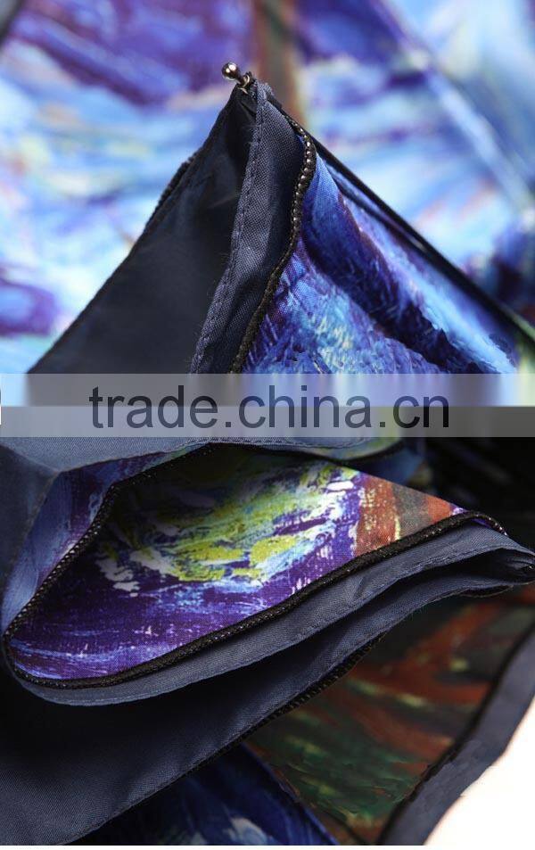 Starry Night double layer artistic safe open 3-fold umbrella