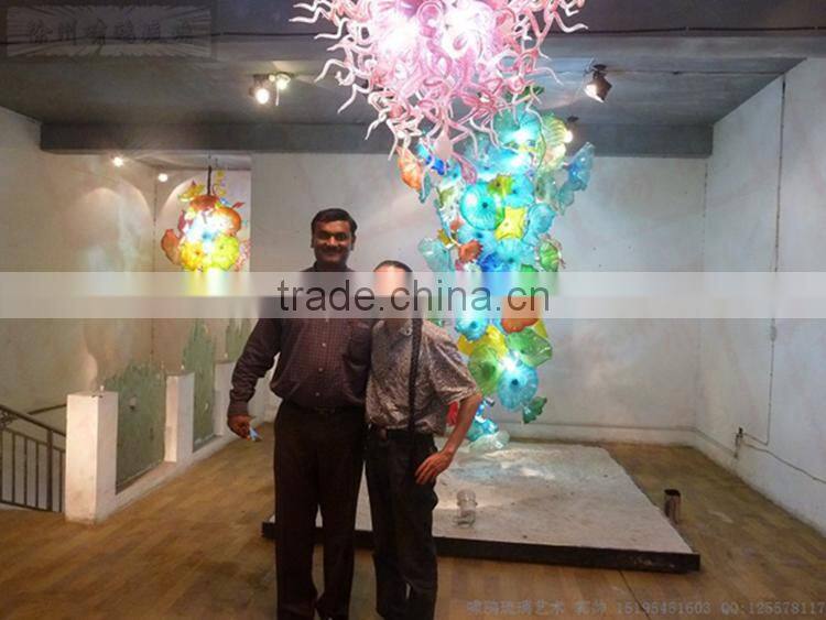 hand blown glass chandelier decoration XO-20150621 Modern glass art chandelier from famous Chinese glass artist Mr Ou LianHua